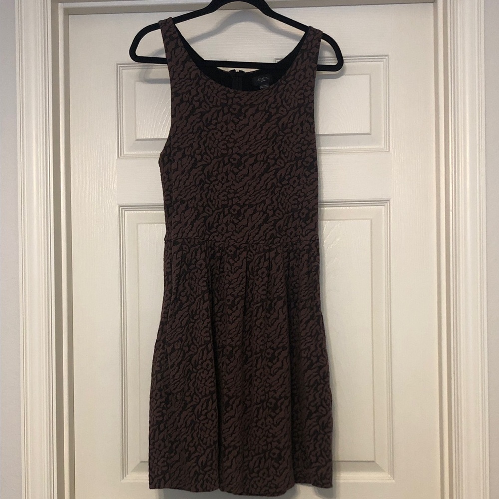 Deletta Brown Sleeveless Patterned Skater Dress Made In Indonesia Size Medium